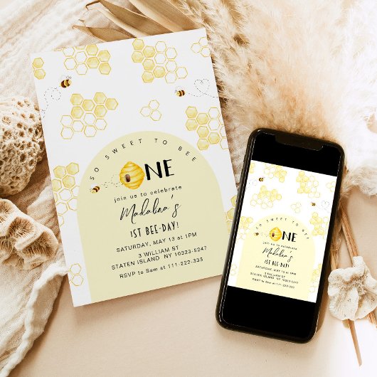 最初の蜂の日の誕生日を迎えるのはとても甘い 招待状