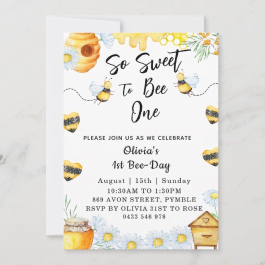 最初の蜂の日は非常に甘い一つの蜂 招待状 (正面)