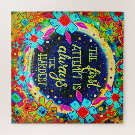 最初の試み引用文の花のおもしろいインスピレーション ジグソーパズル (横)