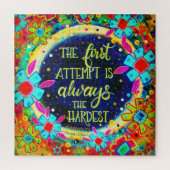 最初の試み引用文の花のおもしろいインスピレーション ジグソーパズル (縦)