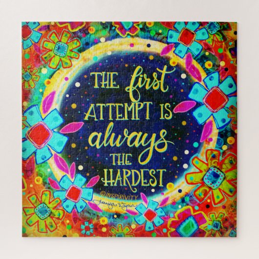 最初の試み引用文の花のおもしろいインスピレーション ジグソーパズル (縦)