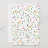 最初の誕生日いくつかのバニーの野生の花の招待 セーブザデート (裏面)