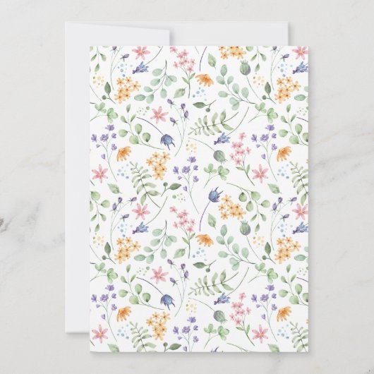 最初の誕生日いくつかのバニーの野生の花の招待 セーブザデート (裏面)