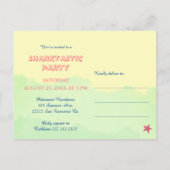 最初の誕生日かわいいベビーサメ海黄色の緑 インビテーションポストカード (裏面)