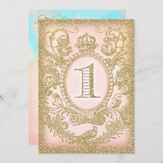 最初の誕生日が一度オン・ザ・タイムプリンセス 招待状 (正面/裏面)