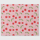 最初の誕生日さくらんぼピンクと赤 ラッピングペーパー (フラット)