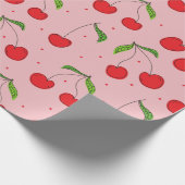 最初の誕生日さくらんぼピンクと赤 ラッピングペーパー (角)