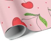 最初の誕生日さくらんぼピンクと赤 ラッピングペーパー (ロールコーナー)
