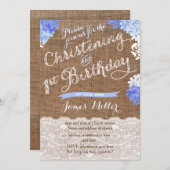 最初の誕生日と男の子の《キリスト教》洗礼式や命名式カード 招待状 (正面/裏面)