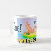 最初の誕生日の写真モダンを1つ追加する日付 コーヒーマグカップ (正面左)