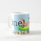 最初の誕生日の写真モダンを1つ追加する日付 コーヒーマグカップ (正面左)