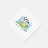 最初の誕生日の写真モダンを1つ追加する日付 スタンダードカクテルナプキン (角)