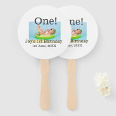 最初の誕生日の写真モダンを1つ追加する日付 ハンドファン (正面&裏面)