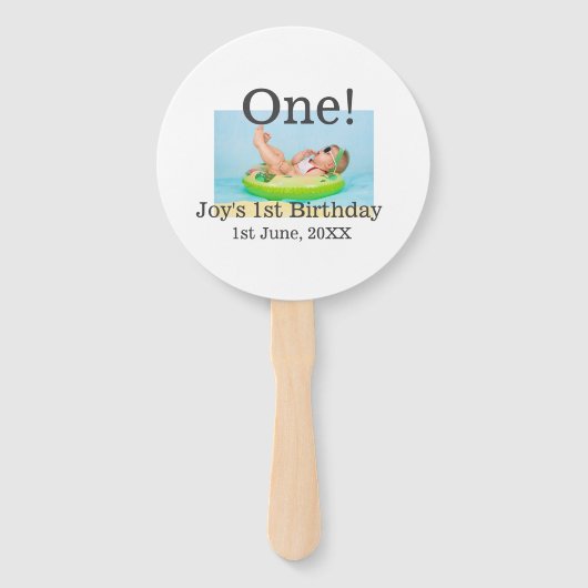 最初の誕生日の写真モダンを1つ追加する日付 ハンドファン (正面)