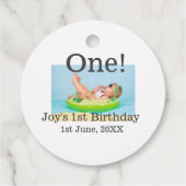 最初の誕生日の写真モダンを1つ追加する日付 フェイバータグ (裏面)