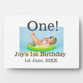 最初の誕生日の写真モダンを1つ追加する日付 フォトプラーク