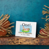 最初の誕生日の写真モダンを1つ追加する日付 フォトプラーク (側面)