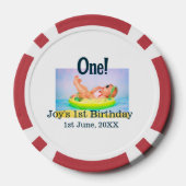 最初の誕生日の写真モダンを1つ追加する日付 ポーカーチップ (裏面)