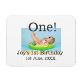 最初の誕生日の写真モダンを1つ追加する日付 マグネット (横)