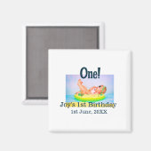 最初の誕生日の写真モダンを1つ追加する日付 マグネット (正面/裏面)