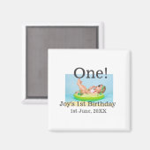 最初の誕生日の写真モダンを1つ追加する日付 マグネット (正面/裏面)