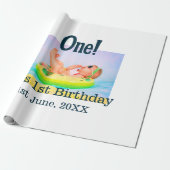 最初の誕生日の写真モダンを1つ追加する日付 ラッピングペーパー (アンロールド)