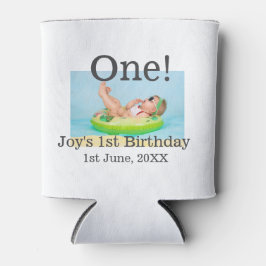 最初の誕生日の写真モダンを1つ追加する日付 缶クーラー