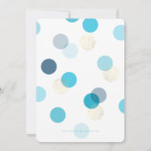 最初の誕生日の大きな紙吹雪スポットのボーイブルー金ゴールド 招待状 (裏面)