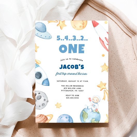 最初の誕生日の宇宙ブラストオフ 招待状