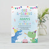 最初の誕生日の恐竜とケーキ 招待状 (スタンド正面)