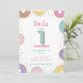 最初の誕生日の招待、スイートドーナツの招待 招待状 (スタンド正面)