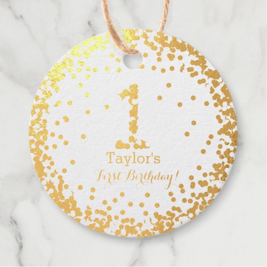最初の誕生日の最初の誕生日、ナンバーワンのファンシー金ゴールド フェイバータグ (正面)