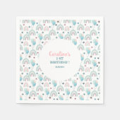 最初の誕生日の紙ナプキン。 スタンダードカクテルナプキン (正面)