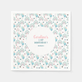 最初の誕生日の紙ナプキン。 スタンダードカクテルナプキン