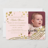 最初の誕生日の音楽とハート 招待状 (正面)