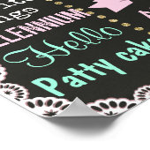 最初の誕生日の黒板の看板ミントピンクボウパール ポスター (角)