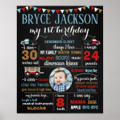 最初の誕生日の黒板サイン男の子 ポスター (正面)