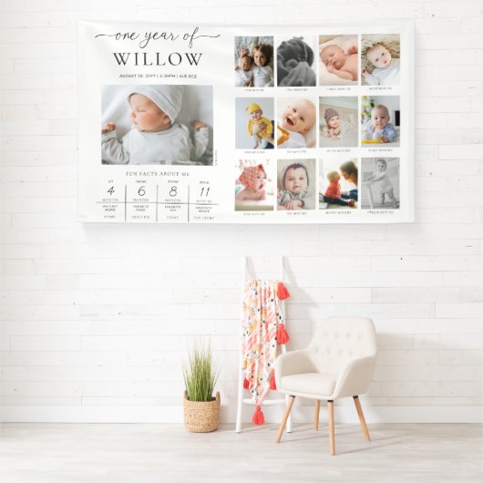 最初の誕生日カスタムフォトマイルストーンのタイムライン 横断幕 (インサイチュ)