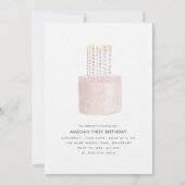 最初の誕生日ガールバースデーパーティーの招待 招待状 (正面)