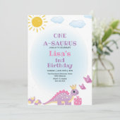 最初の誕生日クイーン恐竜の水色 招待状 (スタンド正面)
