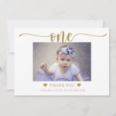 最初の誕生日シンプルのエレガント写真 サンキューカード (正面)
