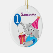 最初の誕生日ゾウ（気球あり） セラミックオーナメント (右)