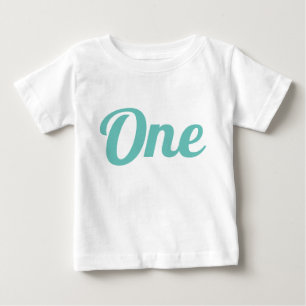 最初の誕生日ティール(緑がかった色) ベビーTシャツ