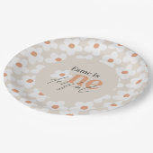 最初の誕生日デイジーボホレトロテラコッタナチュラル ペーパープレート (アングル)