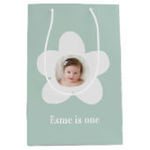 最初の誕生日デイジーボホレトロテラコッタナチュラル ミディアムペーパーバッグ (正面)