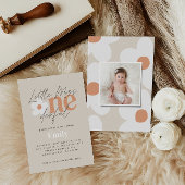 最初の誕生日デイジーボホレトロテラコッタ写真 招待状