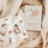 最初の誕生日デイジーボホレトロテラコッタ写真 招待状