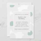 最初の誕生日デイジー写真ターコイズヴィンテージレトロ 招待状 (裏面)