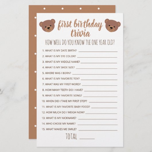 最初の誕生日トリビアどのように良いゲームを知っている (正面/裏面)