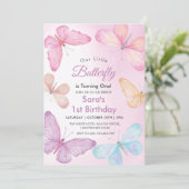 最初の誕生日バタフガーリーロカラフルパーティー 招待状 (スタンド正面)